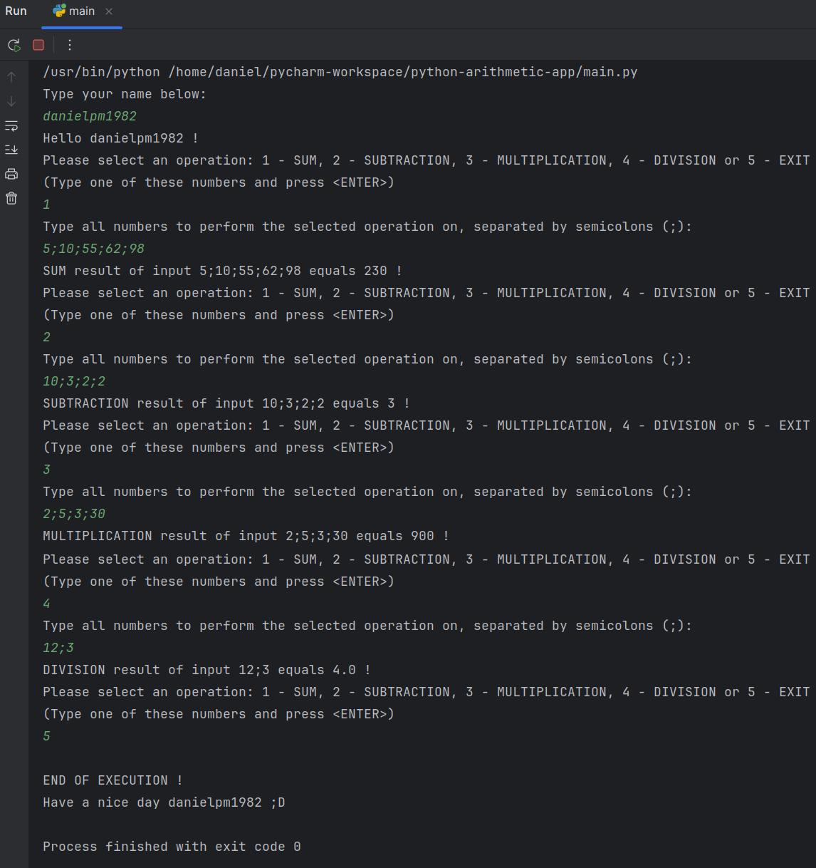 Python Arithmetic App
